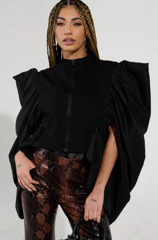 NOUVEAU RICHE EXAGGERATED SLEEVE BOMBER sold by AKIRA