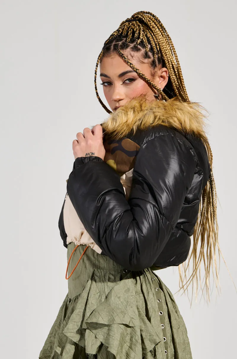 BENDITA CROPPED PATCHWORK PUFFER sold by AKIRA product image thumbnail 4