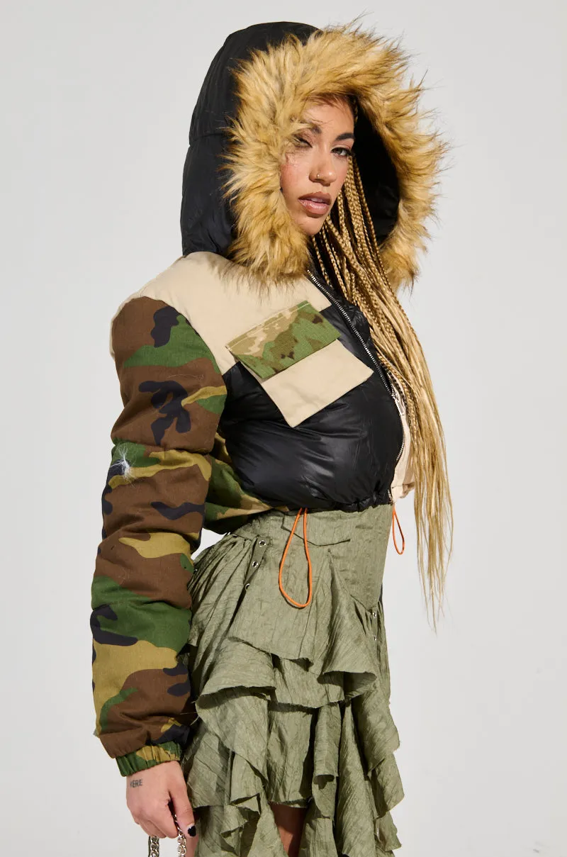 BENDITA CROPPED PATCHWORK PUFFER sold by AKIRA product image thumbnail 2