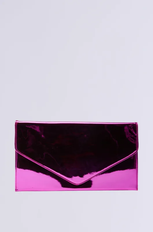 NIKKI CHROME OVERSIZED CLUTCH sold by AKIRA