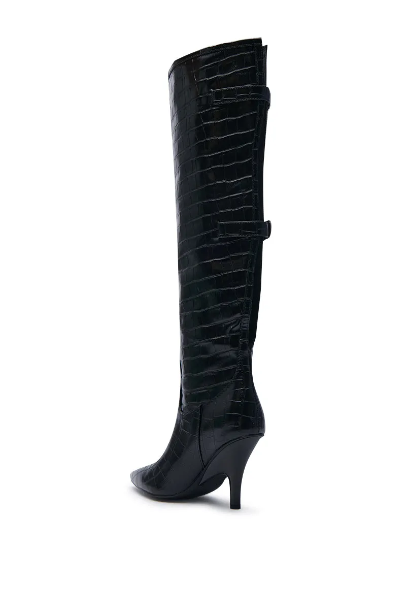 AZALEA WANG RHODES BLACK CROC WEDGE BOOT sold by AKIRA product image thumbnail 5