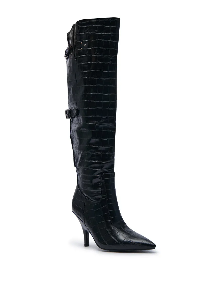 AZALEA WANG RHODES BLACK CROC WEDGE BOOT sold by AKIRA product image thumbnail 4