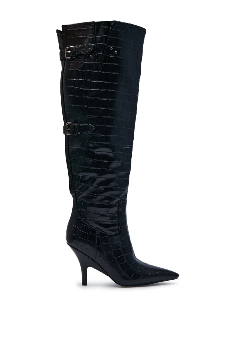 AZALEA WANG RHODES BLACK CROC WEDGE BOOT sold by AKIRA product image thumbnail 3