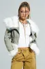 BELLA FUR TRIM DENIM MOTO sold by AKIRA