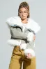 BELLA FUR TRIM DENIM MOTO sold by AKIRA