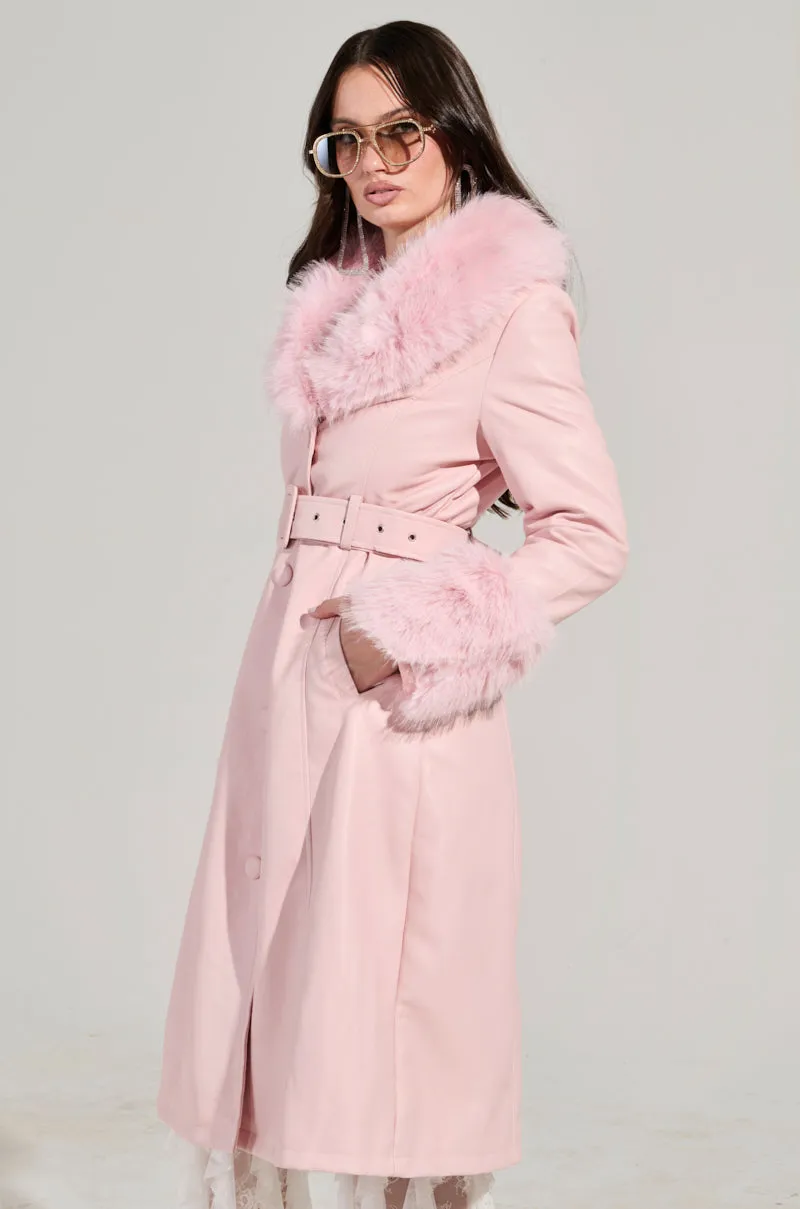KAYA FUR LINED TRENCH IN LIGHT PINK sold by AKIRA product image thumbnail 4
