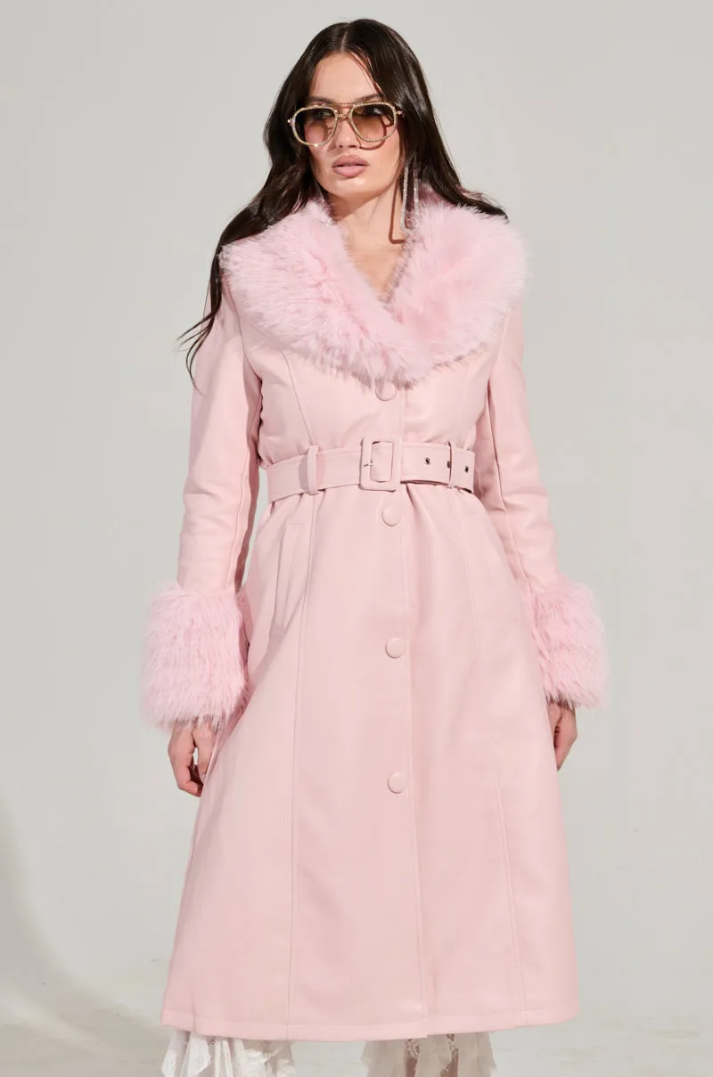 KAYA FUR LINED TRENCH IN LIGHT PINK sold by AKIRA product image thumbnail 2