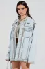 GAME TIME EMBELLISHED LONGLINE DENIM JACKET sold by AKIRA