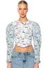 DENIM SLEEVE PRINTED SWEATSHIRT sold by AKIRA