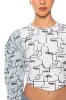 DENIM SLEEVE PRINTED SWEATSHIRT sold by AKIRA