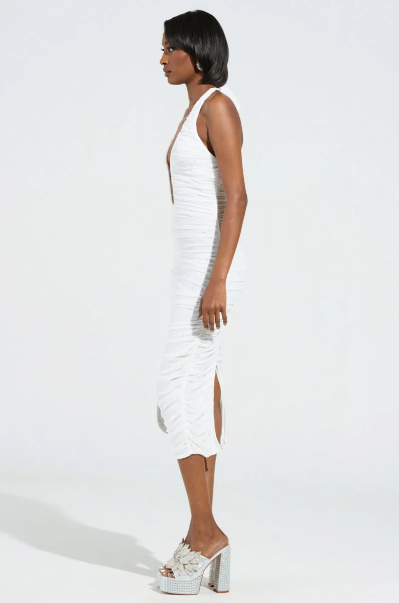 SERPENTI PLUNGE MIDI DRESS IN IVORY sold by AKIRA product image thumbnail 3