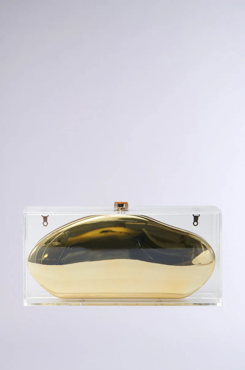 GOLDEN GODDESS CLUTCH sold by AKIRA