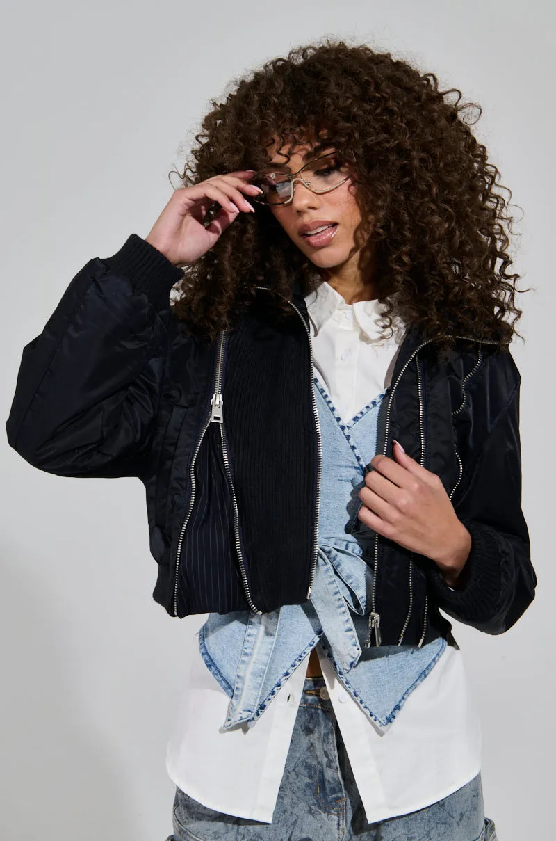 DUKE ZIPPER DETAIL BOMBER sold by AKIRA