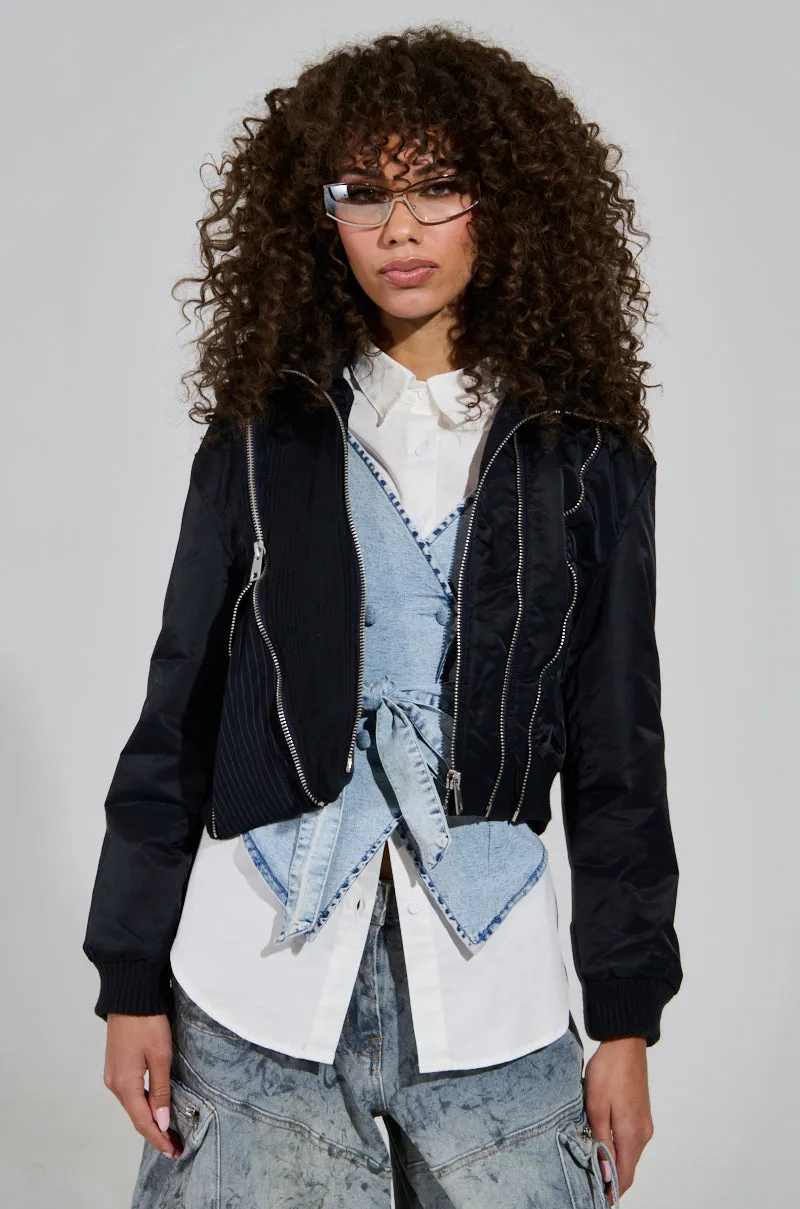 DUKE ZIPPER DETAIL BOMBER sold by AKIRA product image thumbnail 3