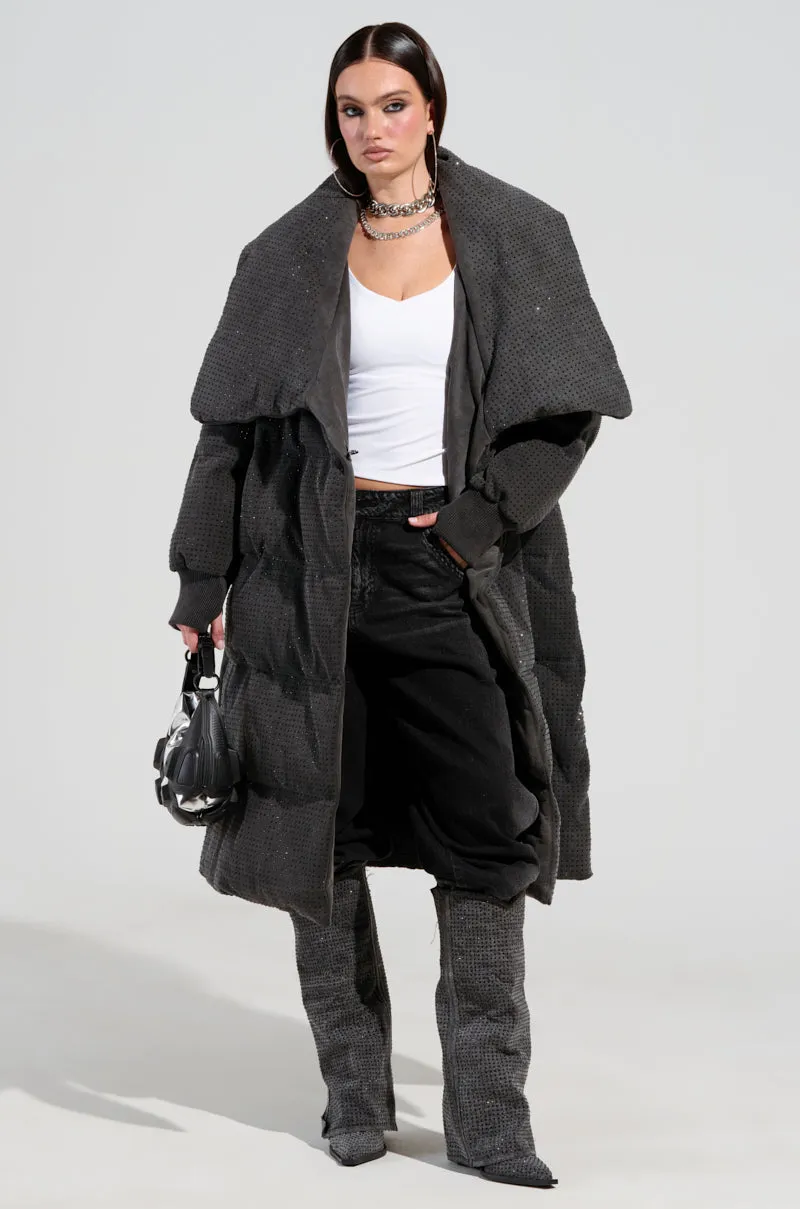 HOUDINI LONG RHINESTONE PUFFER sold by AKIRA product image thumbnail 2