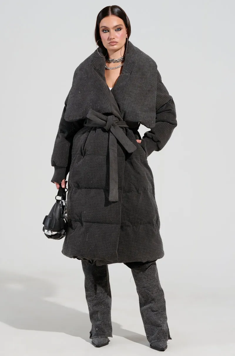 HOUDINI LONG RHINESTONE PUFFER sold by AKIRA product image thumbnail 4