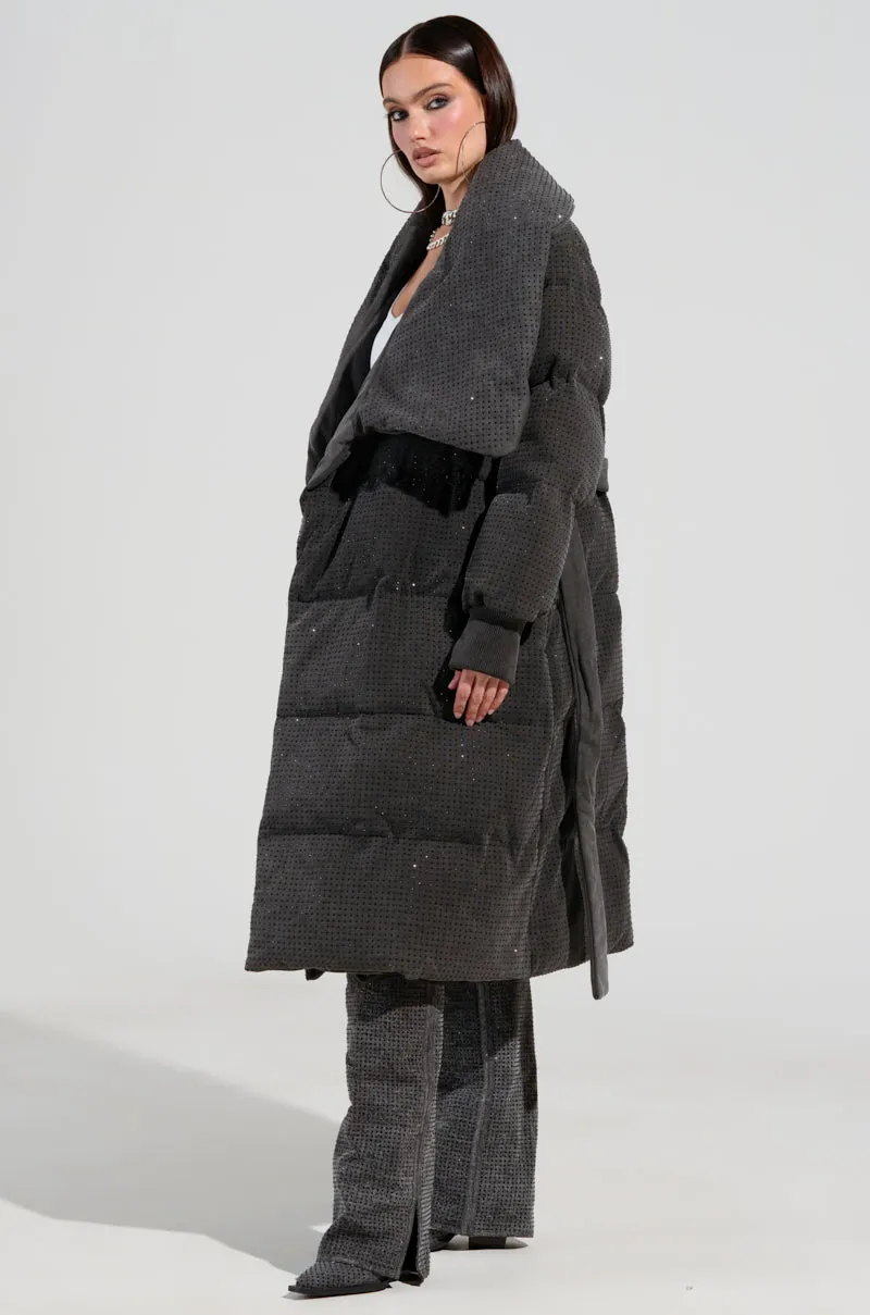 HOUDINI LONG RHINESTONE PUFFER sold by AKIRA product image thumbnail 5