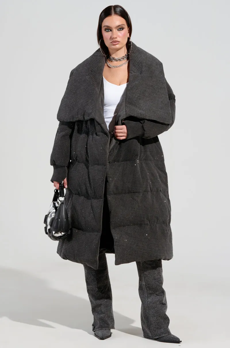 HOUDINI LONG RHINESTONE PUFFER sold by AKIRA product image thumbnail 3