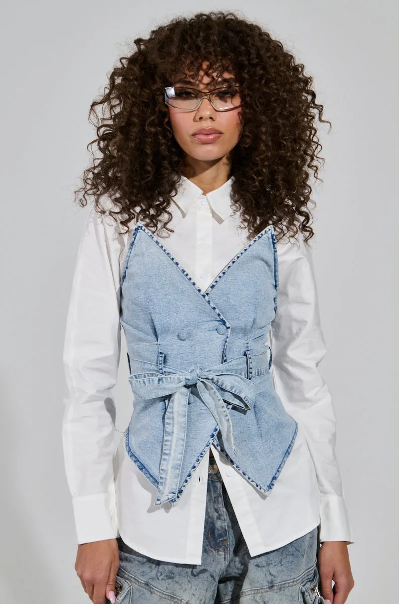 END OF SUMMER FLING DENIM CORSETED BLOUSE sold by AKIRA product image thumbnail 3
