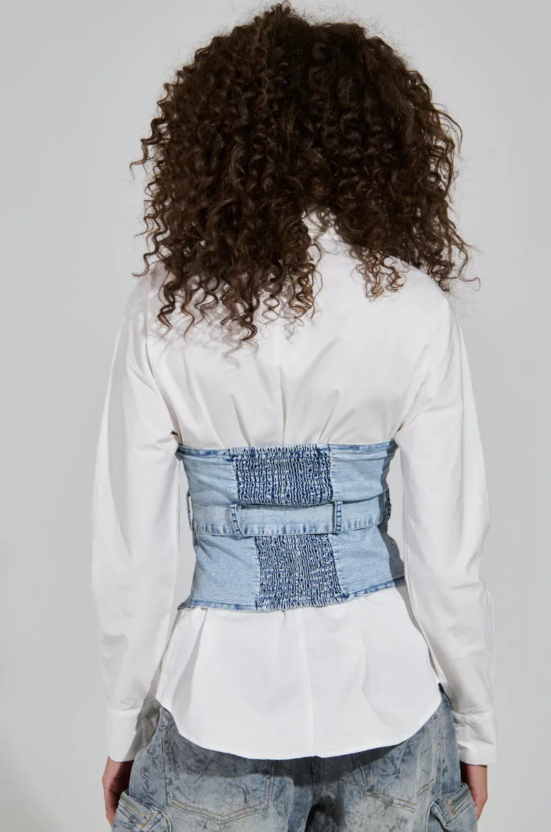 END OF SUMMER FLING DENIM CORSETED BLOUSE sold by AKIRA product image thumbnail 5
