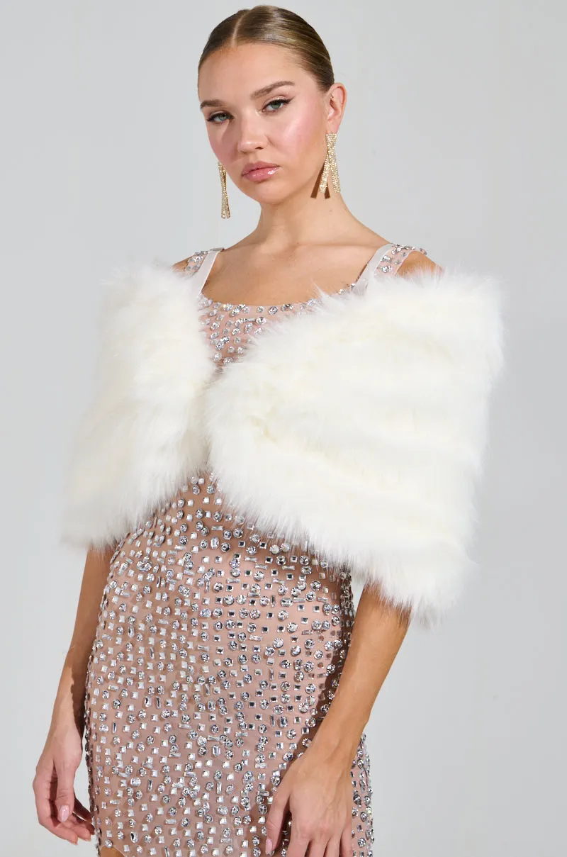 TO THE GALA FAUX FUR SHAWL sold by AKIRA