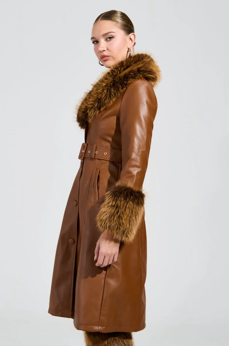 KAYA FUR LINED TRENCH IN TAN sold by AKIRA product image thumbnail 4