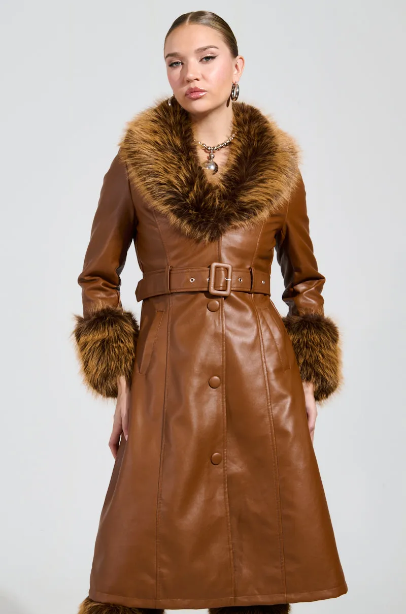 KAYA FUR LINED TRENCH IN TAN sold by AKIRA product image thumbnail 2