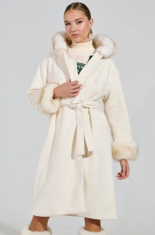 LILA FUR TRIM COAT sold by AKIRA