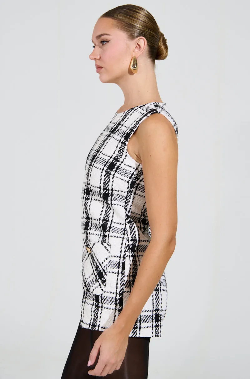 BEST DRESSED PLAID ROMPER IN WHITE sold by AKIRA product image thumbnail 3