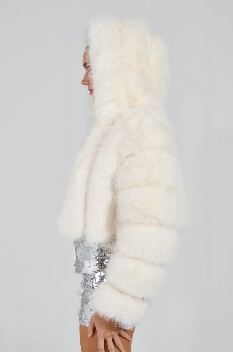 JOLENE FAUX FUR COAT IN WHITE sold by AKIRA product image thumbnail 3