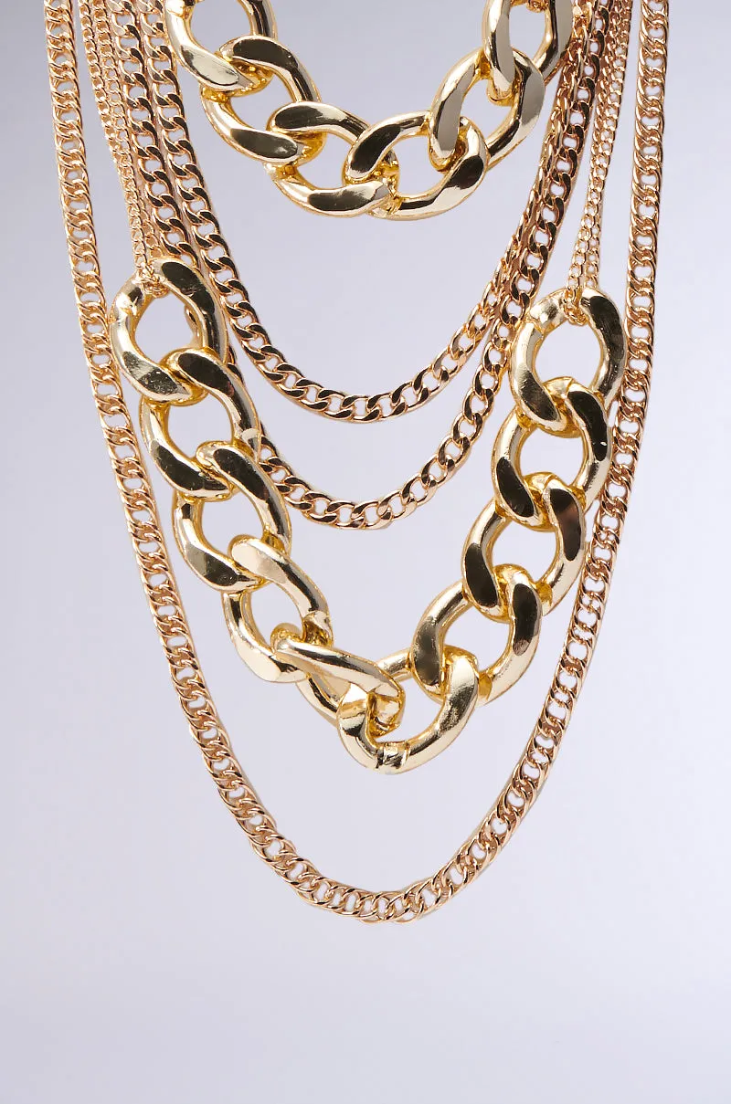 OMG SLAY LAYERED CHAIN NECKLACE IN GOLD sold by AKIRA product image thumbnail 4