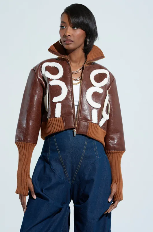 GIULIA SHERPA TRIM BOMBER sold by AKIRA