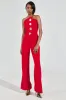 BADDIE STRAPLESS JUMPSUIT WITH GOLD BUTTONS sold by AKIRA