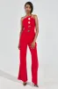 BADDIE STRAPLESS JUMPSUIT WITH GOLD BUTTONS sold by AKIRA