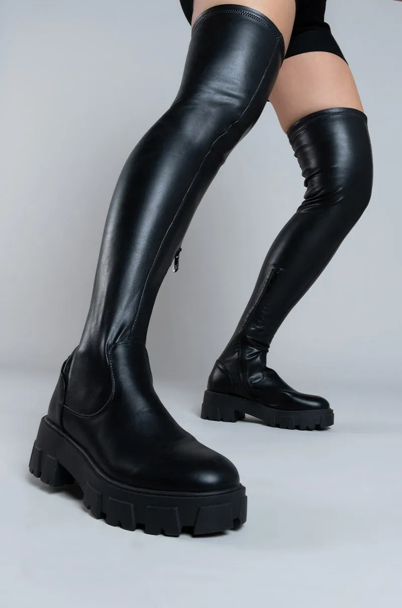 AZALEA WANG EUREVA BLACK FLAT BOOT sold by AKIRA