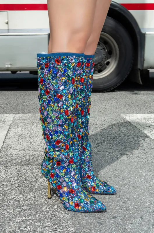 AZALEA WANG EMBER RHINESTONE MULTI STILETTO BOOT sold by AKIRA