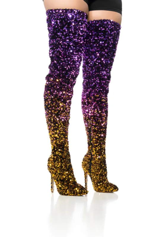 AZALEA WANG ELLIANA SEQUIN MULTI STILETTO BOOT sold by AKIRA