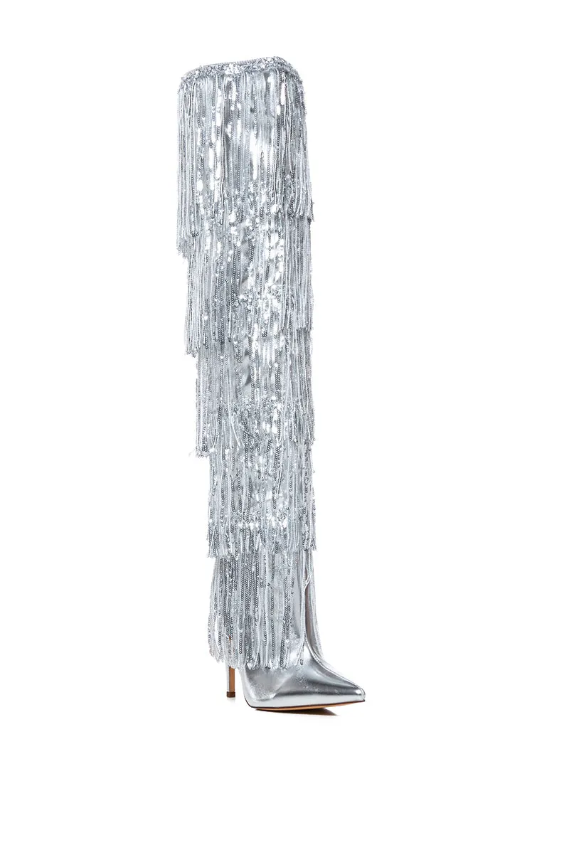 AZALEA WANG ADRIEL SILVER FRINGE STILETTO BOOT sold by AKIRA product image thumbnail 4