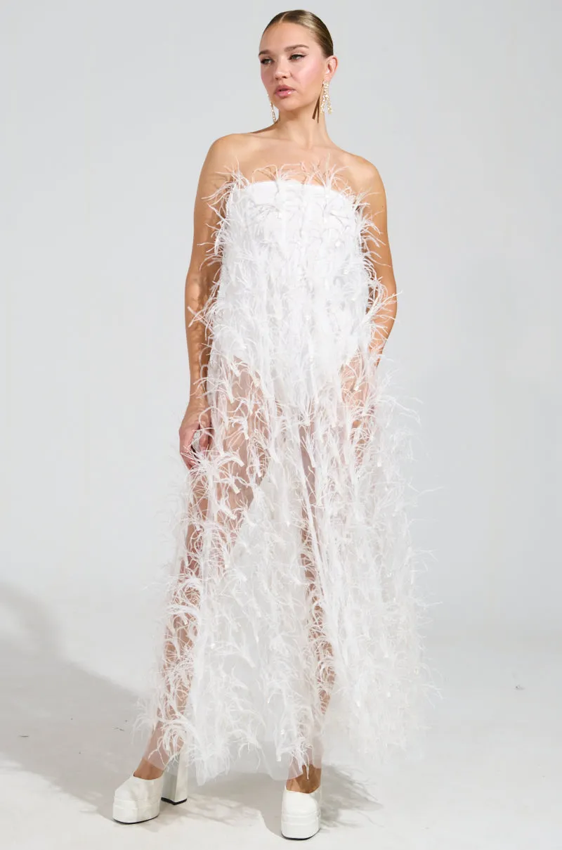 ONE OF A KIND FEATHER MAXI DRESS sold by AKIRA product image thumbnail 5