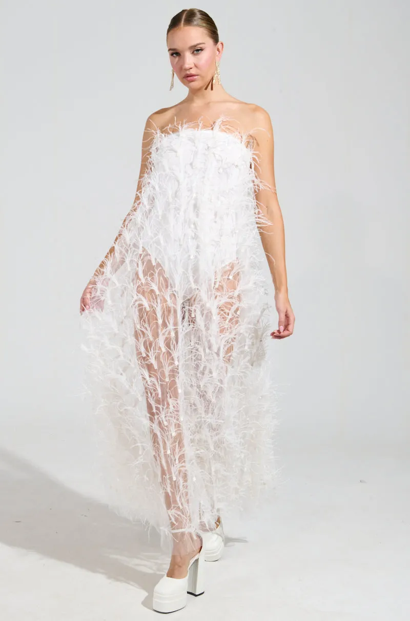 ONE OF A KIND FEATHER MAXI DRESS sold by AKIRA product image thumbnail 4
