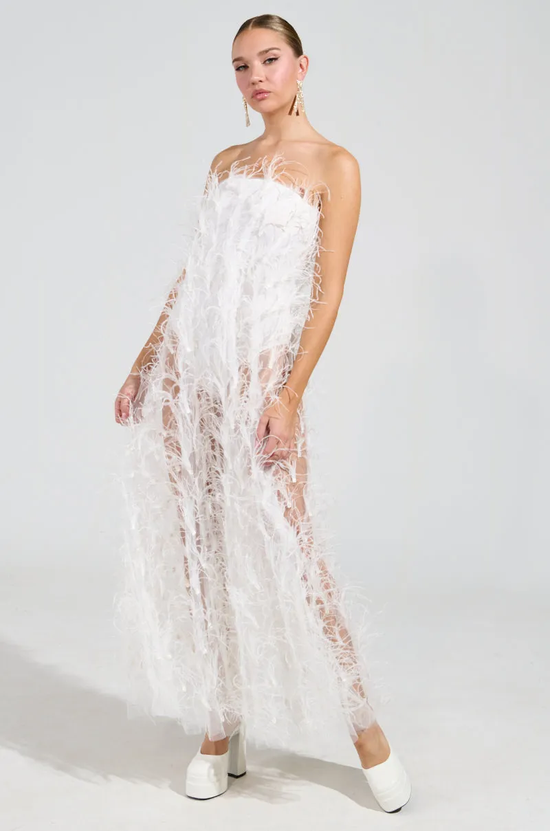 ONE OF A KIND FEATHER MAXI DRESS sold by AKIRA product image thumbnail 3