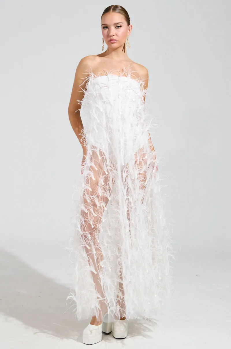 ONE OF A KIND FEATHER MAXI DRESS sold by AKIRA product image thumbnail 2