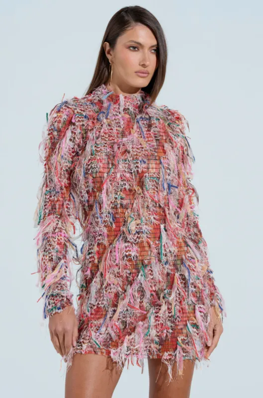 DAYDREAMING FRINGE MINI DRESS sold by AKIRA