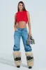 SHAGGY RED CROP TOP sold by AKIRA