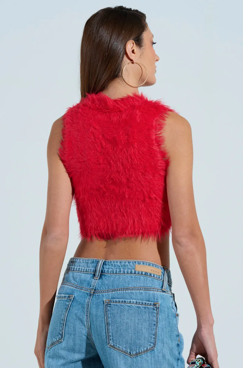 SHAGGY RED CROP TOP sold by AKIRA product image thumbnail 4