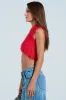 SHAGGY RED CROP TOP sold by AKIRA