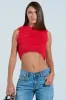 SHAGGY RED CROP TOP sold by AKIRA