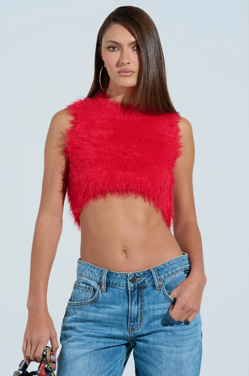 SHAGGY RED CROP TOP sold by AKIRA product image thumbnail 2