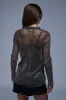 AN ELEGANT EVENING RHINESTONE MESH COLLARED BLOUSE sold by AKIRA