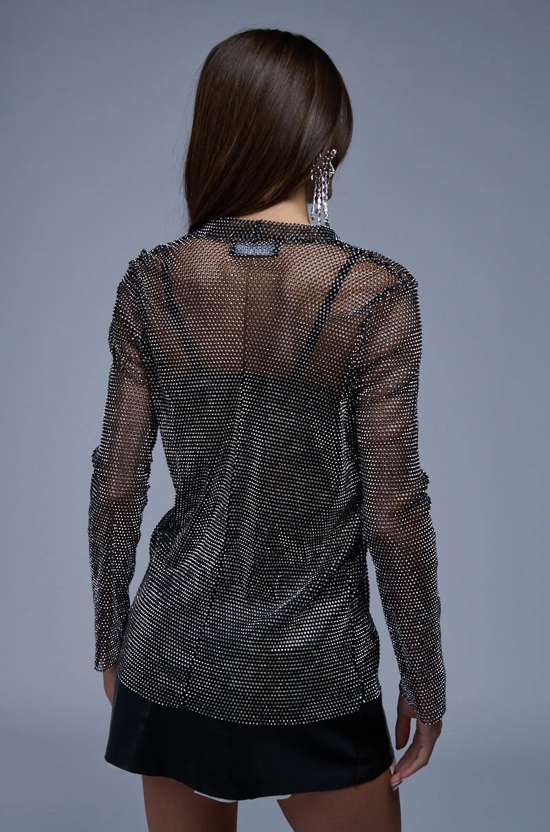 AN ELEGANT EVENING RHINESTONE MESH COLLARED BLOUSE sold by AKIRA product image thumbnail 4